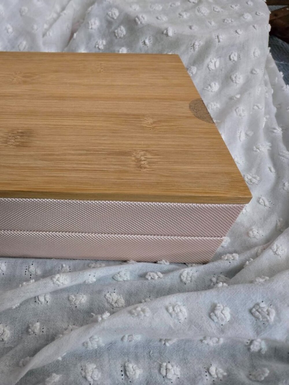 Blush Pink Jewelry Organizer with Bamboo Lid 12x8 2 boxes